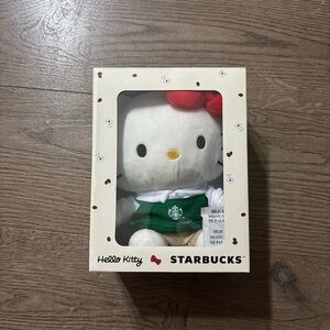 Starbucks Hello Kitty Plush with Red Bow and Green Apron 2025